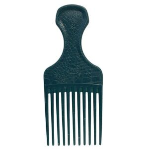 Vintage Used Goody Large Green Lift Hair Pick Faux‎ Croc Snake Skin Leather